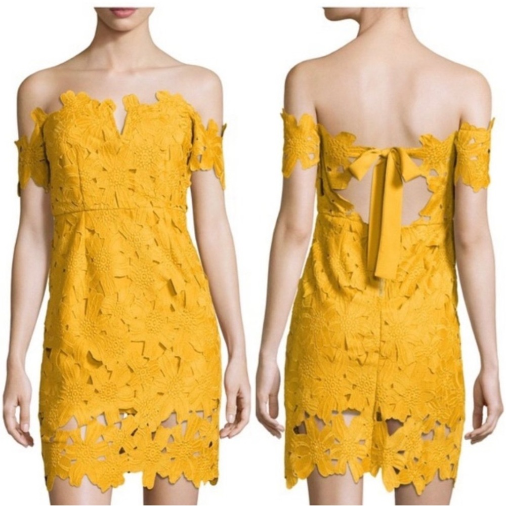 Few Moda Alison Floral Lace Off The Shoulder Mini Dress - Medium